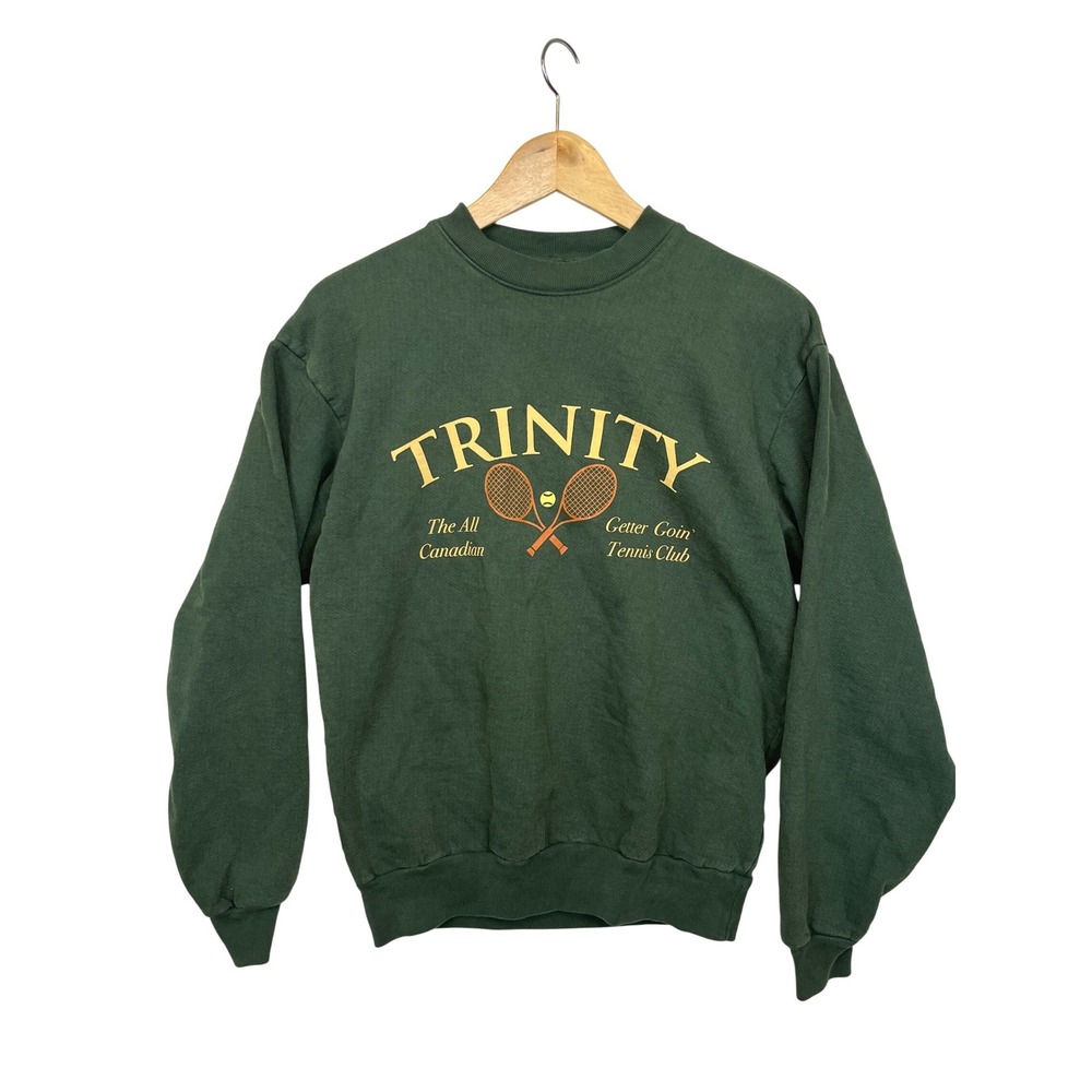 Trinity The Label Tennis‎ Club Crewneck Green Heavy Fleece S/M Retro Sporty